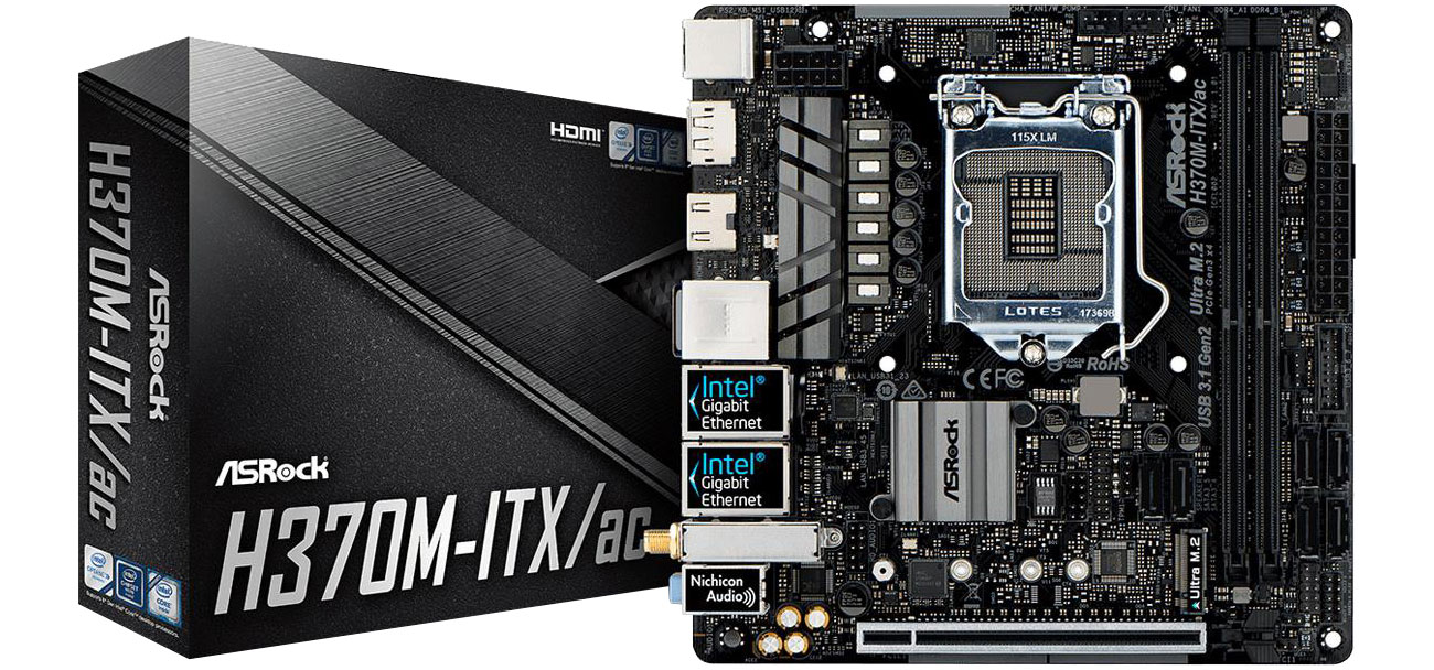 マザーボード H370M-ITX/ac【CPU,メモリ,電源付き